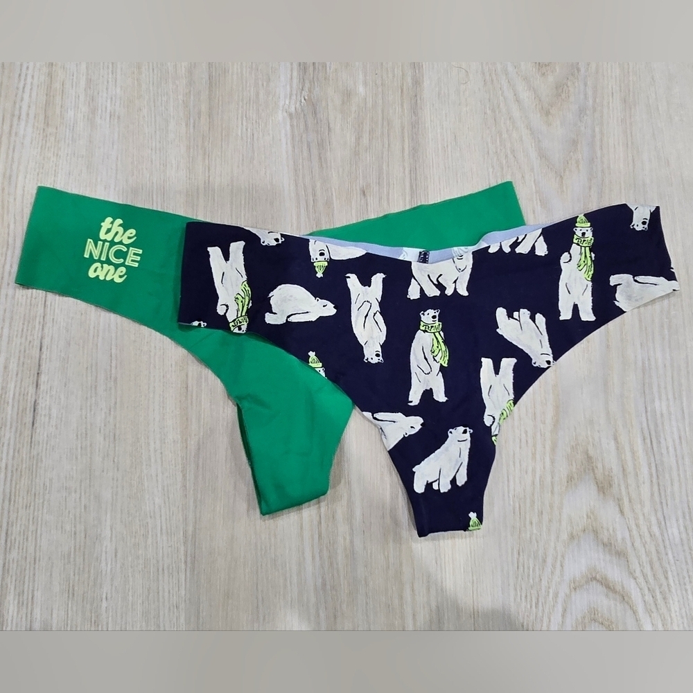 Aerie NWT Seamless No Show Thongs Polar Bears/The Nice One Size S